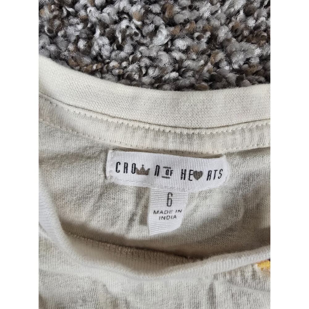 Crown of Hearts Girls Sz 6 Short Sleeve T Shirt Sunflower Flower Embroidered - Picture 3 of 7